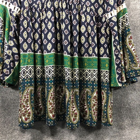 UMGEE USA Blouse Women's Size S Boho‎ Tunic V-neck Crocheted Neckline Ruffle - Picture 4 of 13